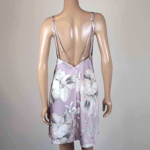 3/$20 La Vie En Rose Satin Floral Cami Nightgown Babydoll Lingerie Slip Dress - Picture 6 of 14